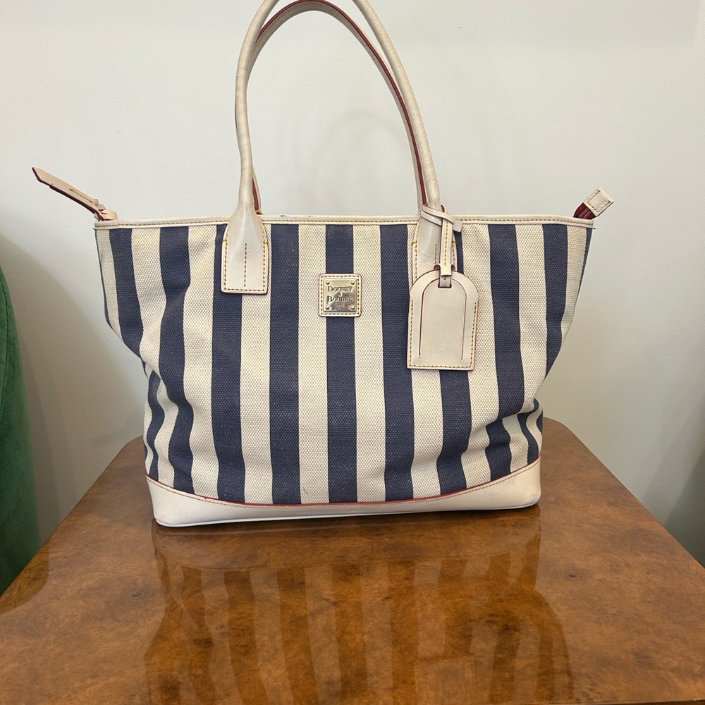 Dooney & Bourke Navy and White Striped Tote Bag